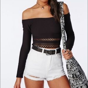 Cut out hem Bardot crop top